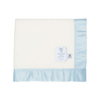 Satin Bound Merino Baby Blanket Soft Blue