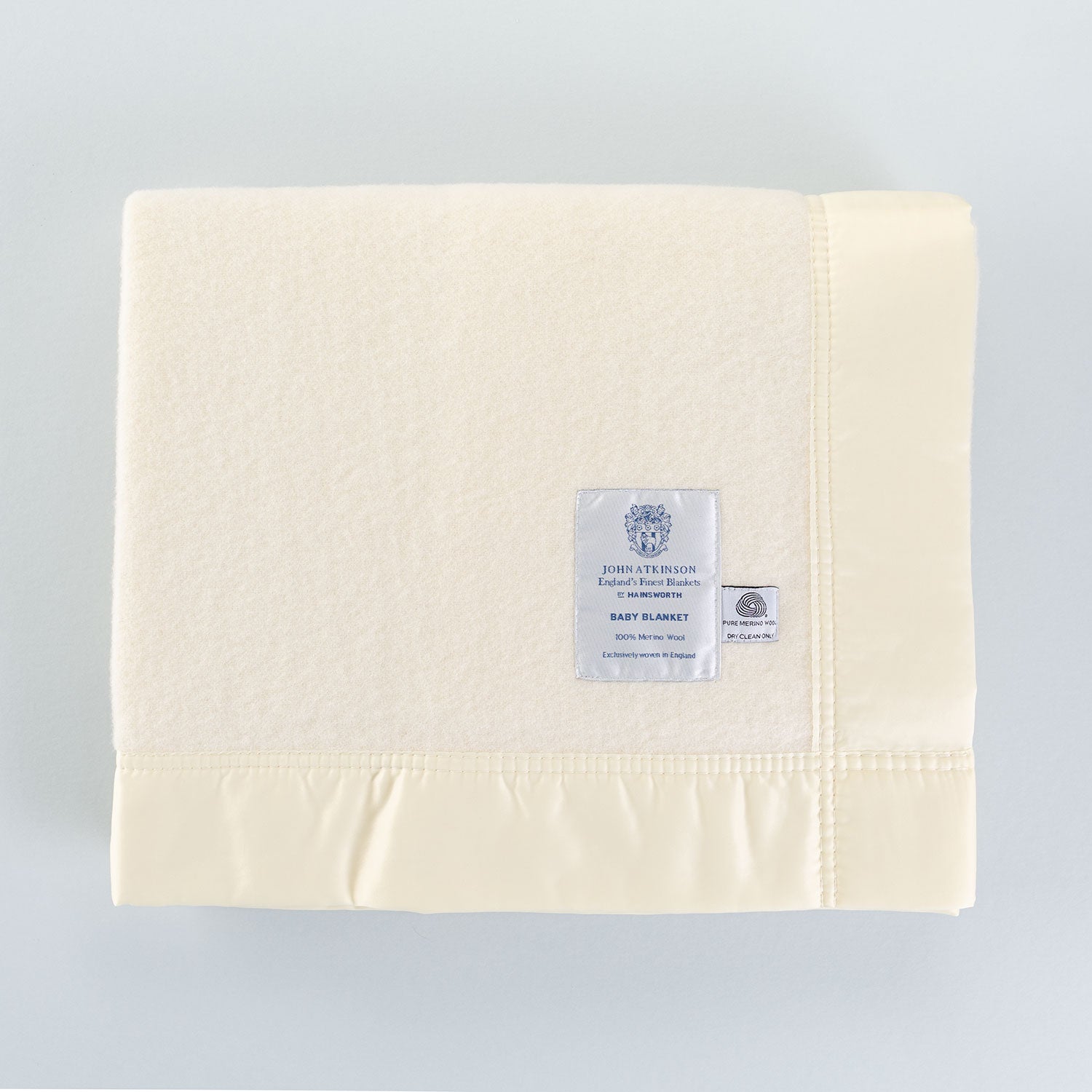 Satin Bound Merino Baby Blanket Cream
