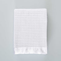 Satin Trimmed Cotton Waffle Baby Blanket