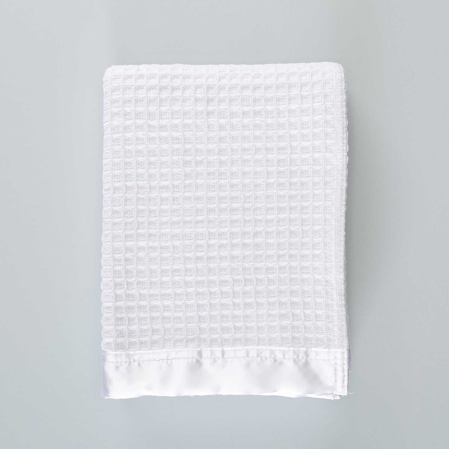 Satin Trimmed Cotton Waffle Baby Blanket