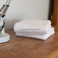 Satin Trimmed Cotton Waffle Baby Blanket