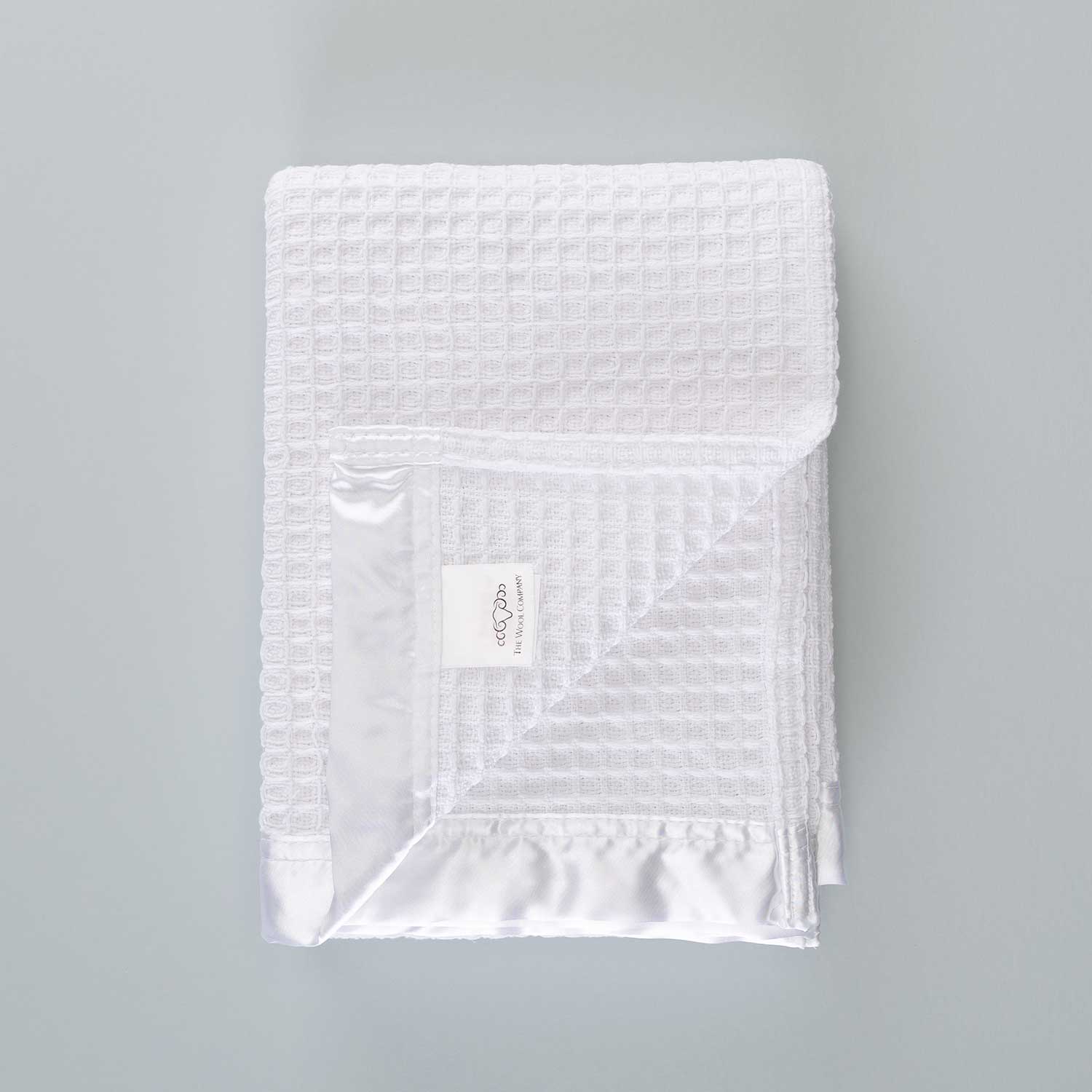 Satin Trimmed Cotton Waffle Baby Blanket