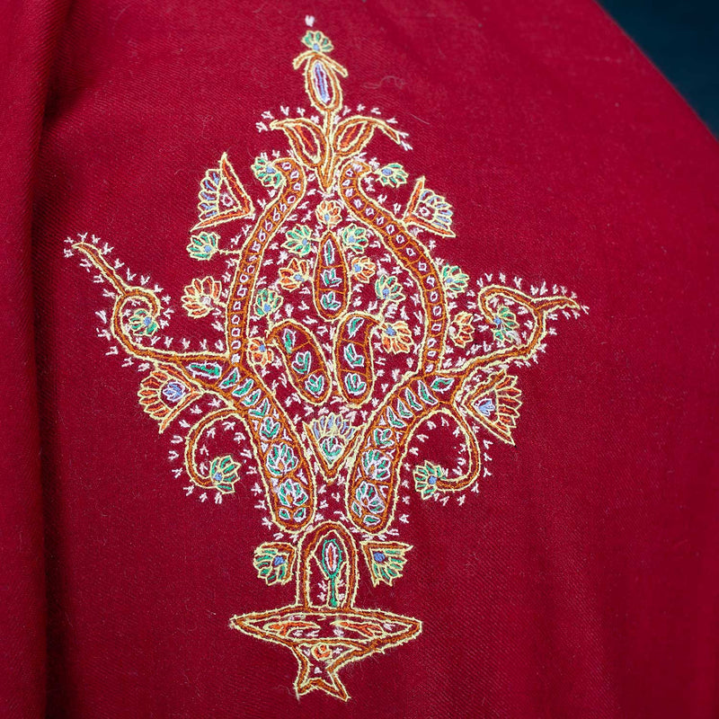 Hand Embroidered Sozni Shawl 'The Fire God'