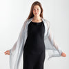 Silver Bordered Cashmere Pashmina Stole in Silver