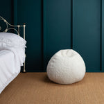 Small White Sheepskin Beanbag. Short white undyed curly beanbag. Good for footstool or with less filling- a baby.