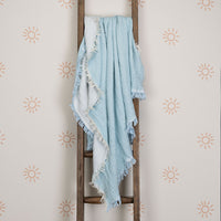 Organic Cotton Muslin Baby Blanket Blue & White