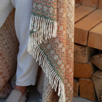 British Wool Throw Terracotta & Green