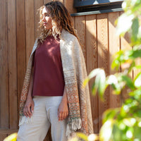British Wool Throw Terracotta & Green