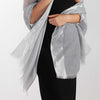 Silver Bordered Cashmere Pashmina Stole in Silver