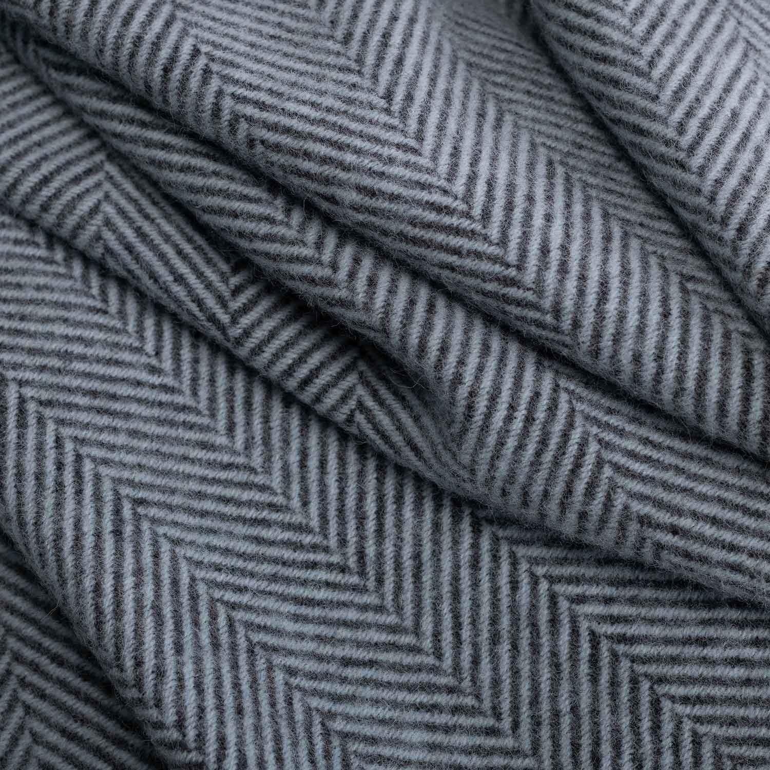 Pure New Wool Herringbone Throw Winter Sky