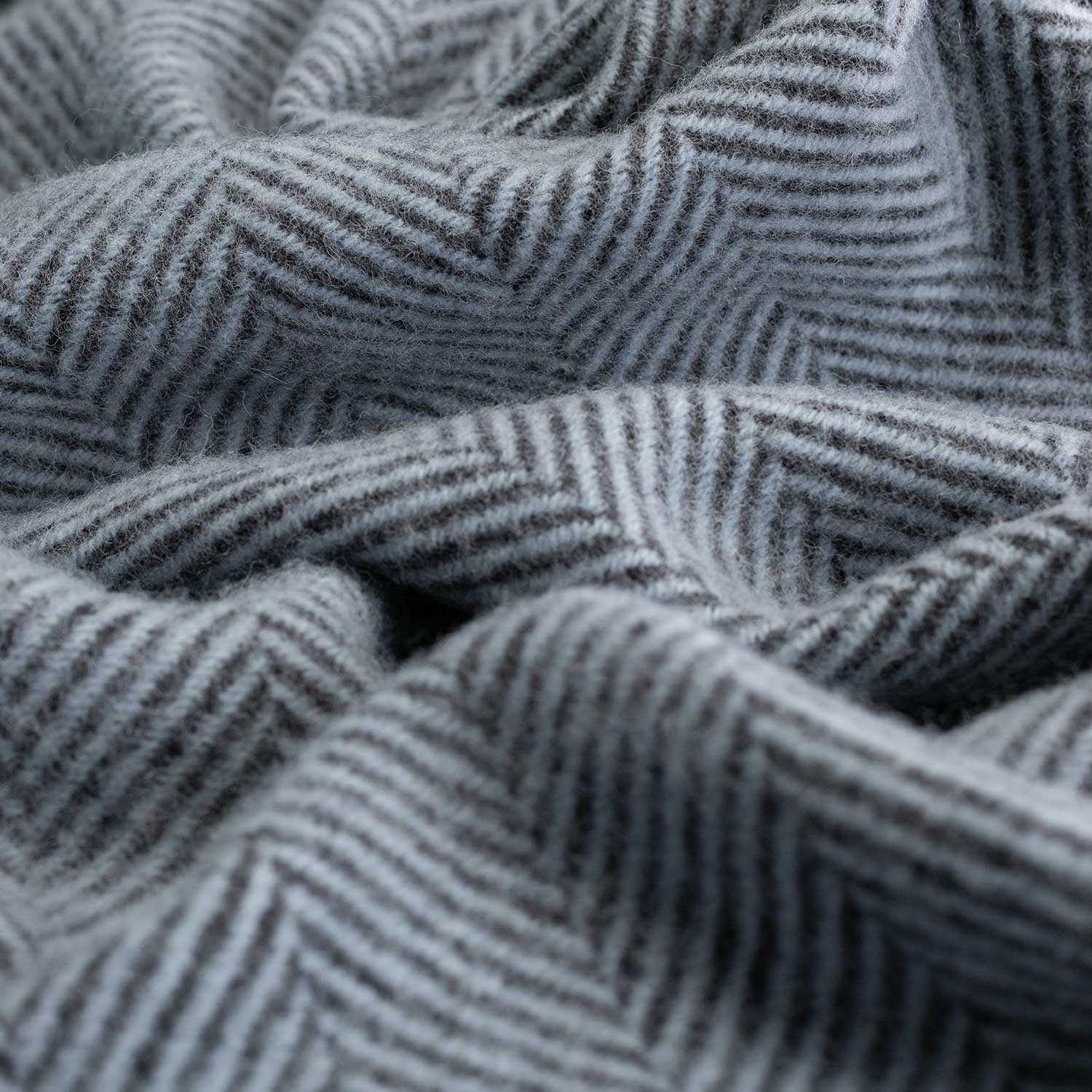 Pure New Wool Herringbone Throw Winter Sky