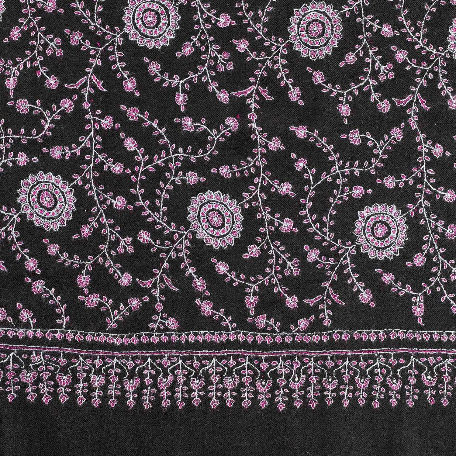 Sozni Embroidered Black Chakra Shawl 'Sudarshan'