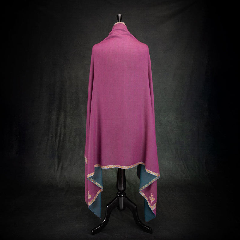 Sozni Hand Embroidered Double Sided Pashmina Magenta