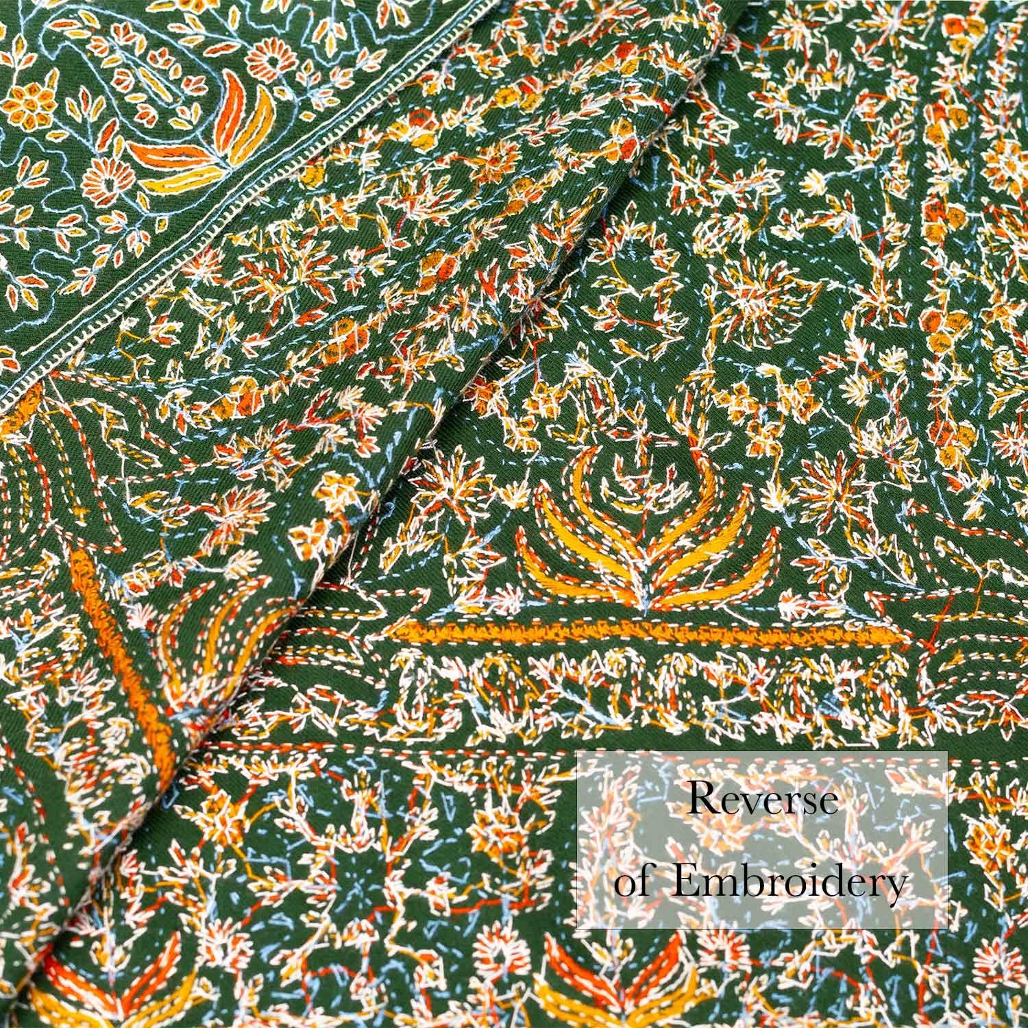 Hand Embroidered Royal Almond Shawl 'Bahaar'