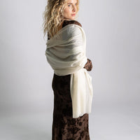 Handwoven Cashmere Shawl White