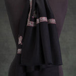 Hand Embroidered Eco-Toosh Hashidar Shawl Black