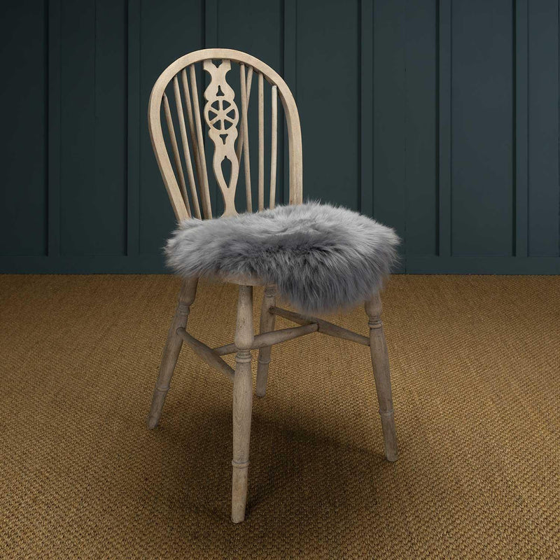 Grey Sheepskin Seat Pad Round 38 cm