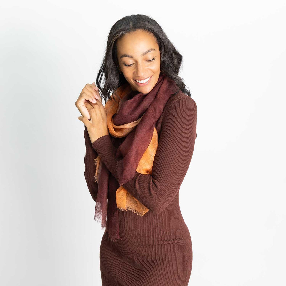 Ombre Cashmere Shawl Auburn