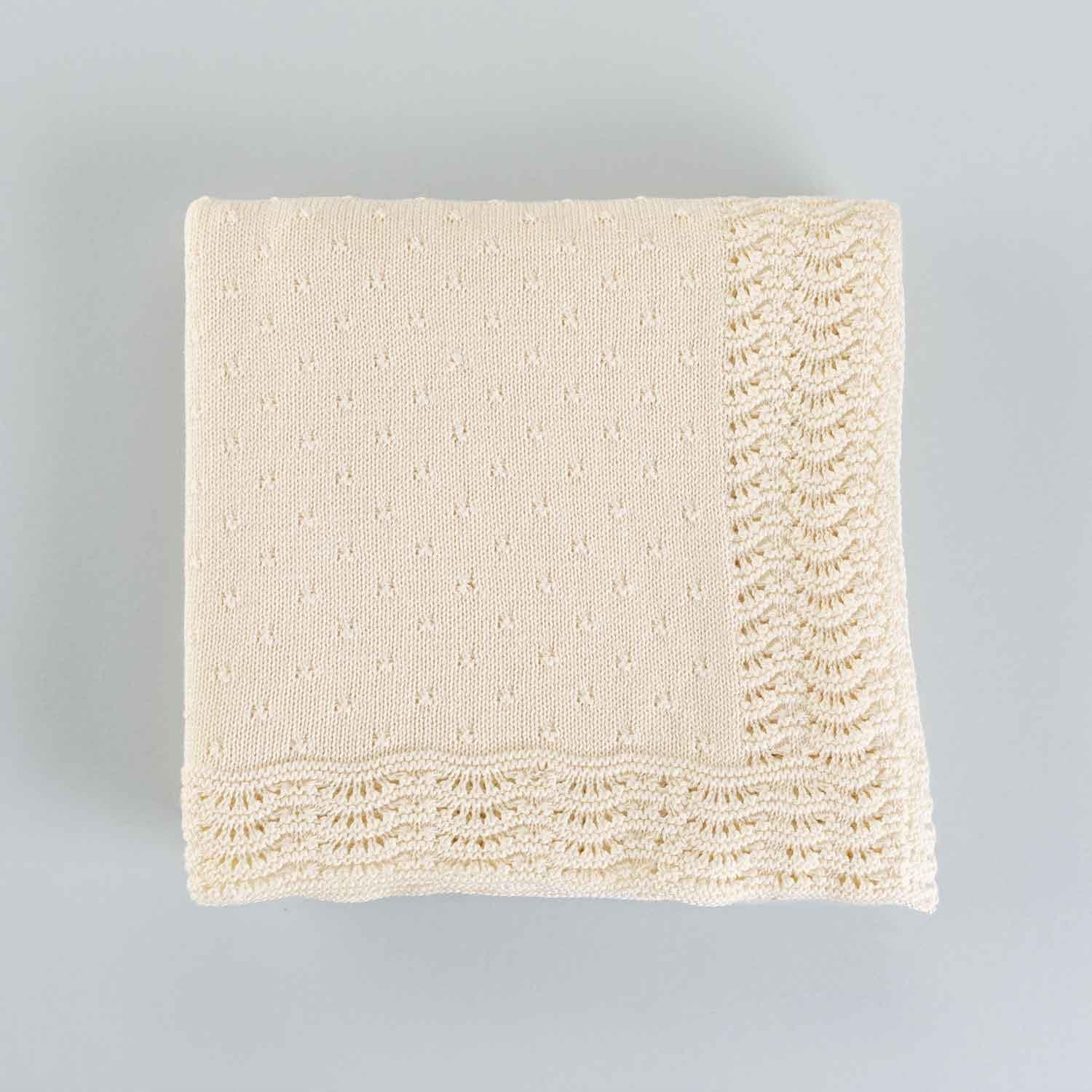 Organic Cotton Knitted Lace Baby Shawl