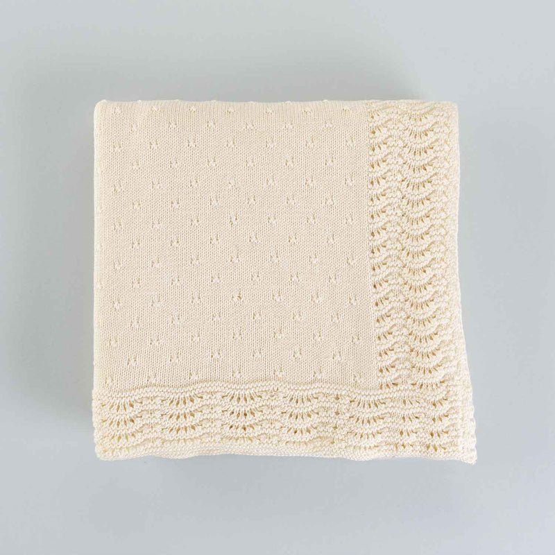 Organic Cotton Knitted Lace Baby Shawl
