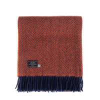Pure New Wool Herringbone Knee Rug Coral & Navy