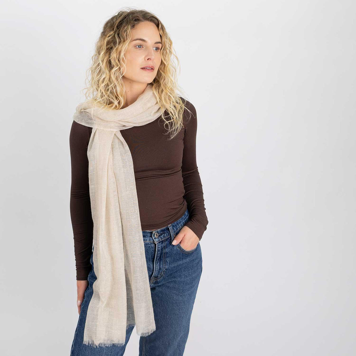 Cashmere Matty Shawl Egret