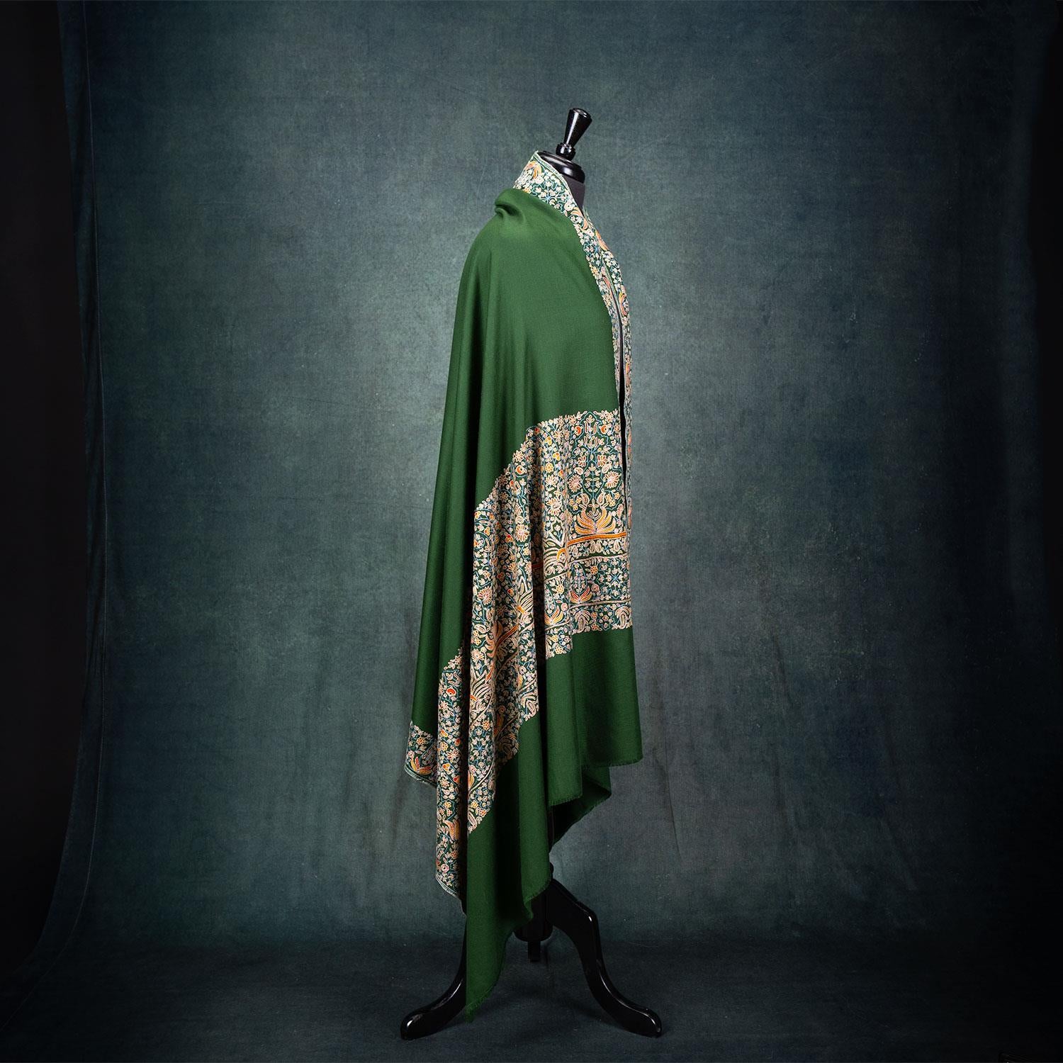 Hand Embroidered Royal Almond Shawl 'Bahaar'