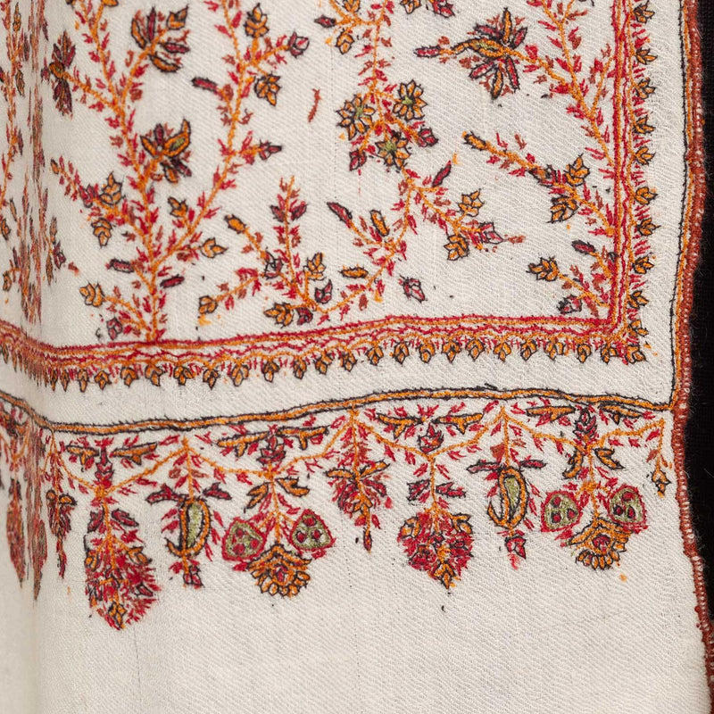 Sozni Hand Embroidered Pashmina Autumn Vines