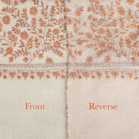 Spring of Kashmir Stole Orange Hand Embroidery