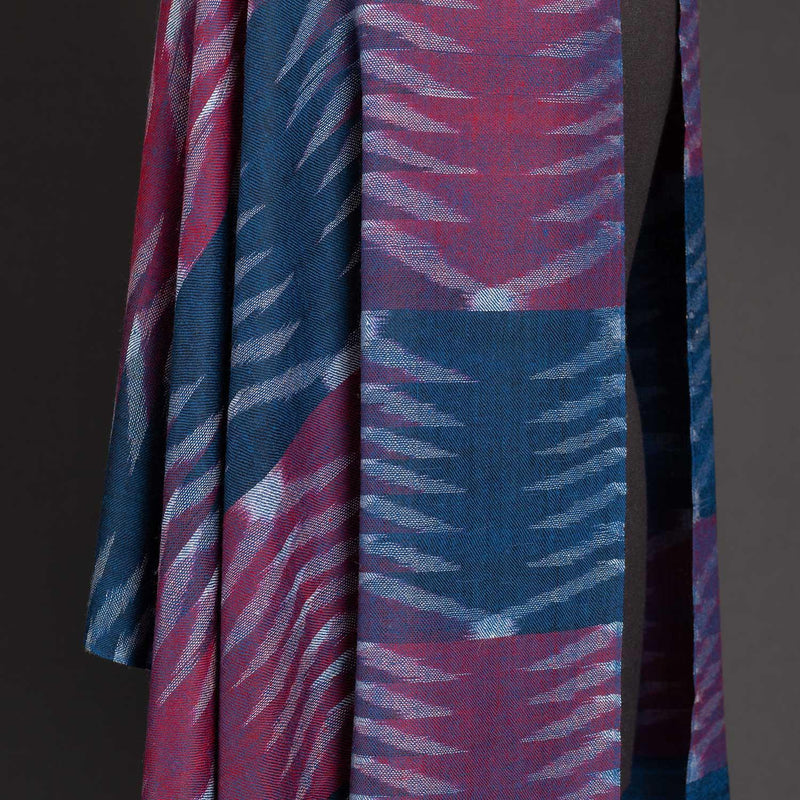 Ikat Pashmina Stole Cerulean  & Red