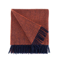 Pure New Wool Herringbone Knee Rug Coral & Navy