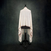 Spring of Kashmir Stole Black & Orange Hand Embroidery