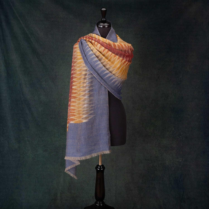 Ikat Pure Cashmere Pashmina - Sunrise - Hand-crafted in Kashmir - from The Wool Company, England