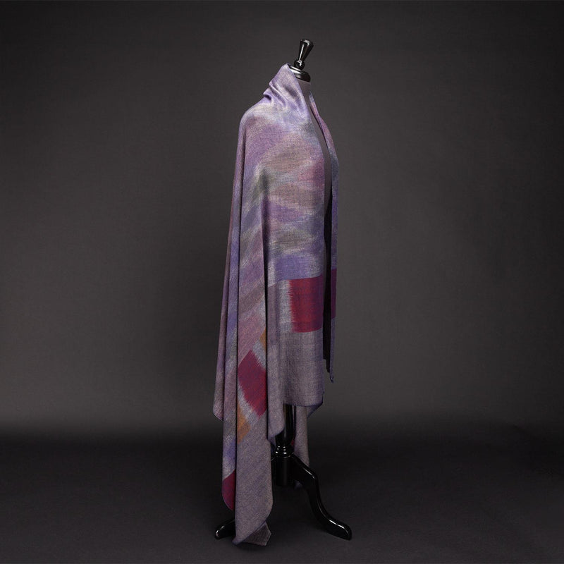 Ikat Pashmina Shawl Navy & Lilac