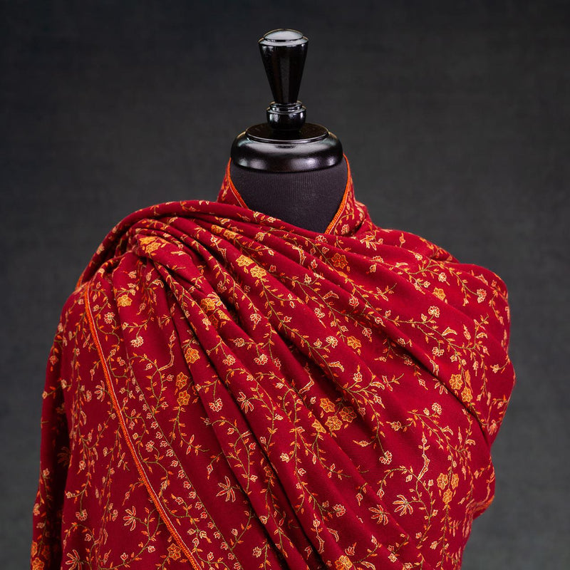 Sozni Hand Embroidered Pashmina 'Mother' Marigold