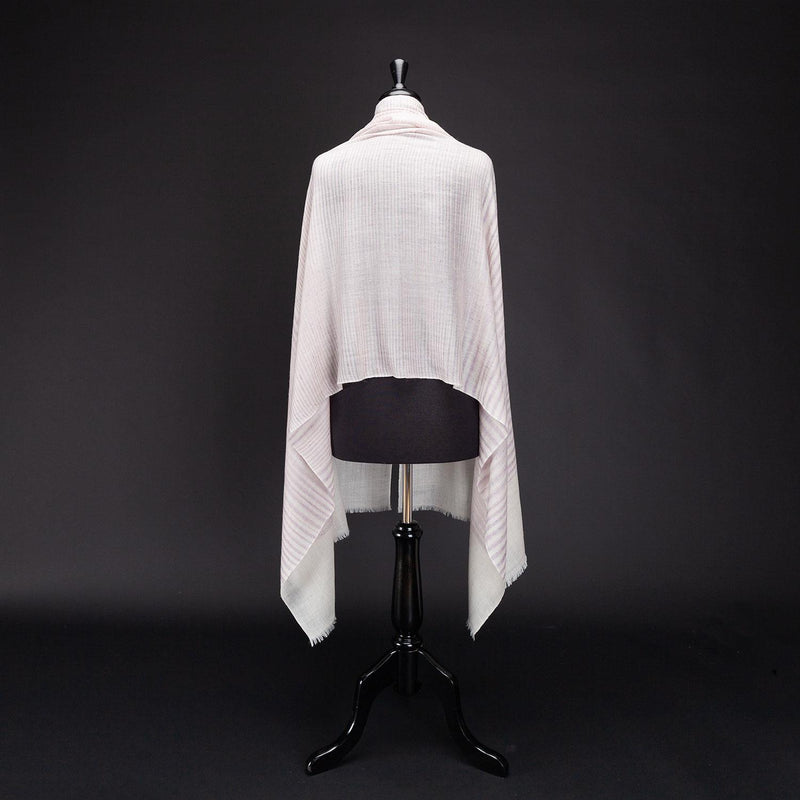 Ikat Cashmere Shawl 'Clouds of Ladakh' Lilac Stripe