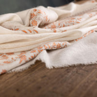 Spring of Kashmir Stole Orange Hand Embroidery