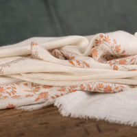 Spring of Kashmir Stole Orange Hand Embroidery