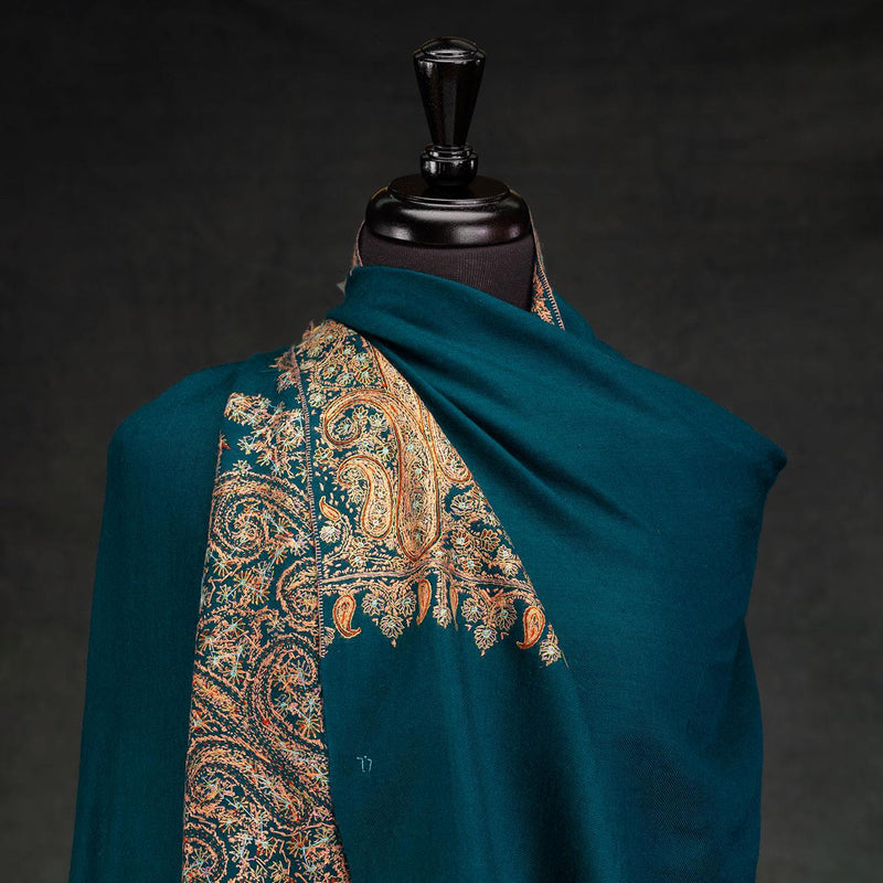 Sozni Hand Embroidered Pashmina Teal