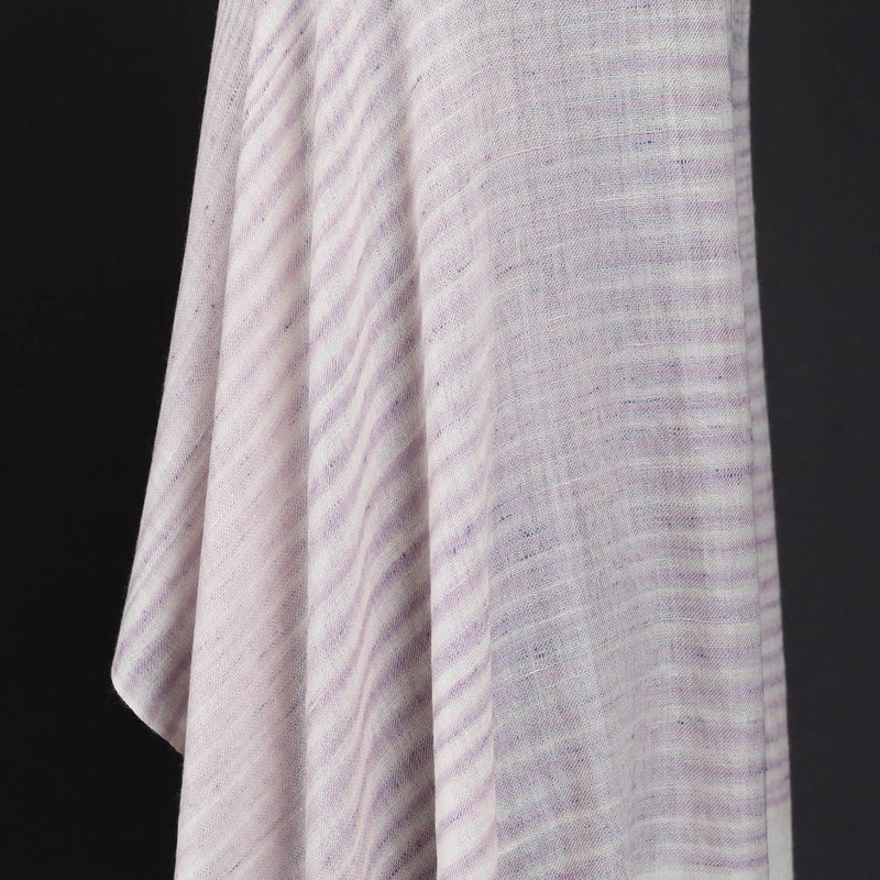 Ikat Cashmere Shawl 'Clouds of Ladakh' Lilac Stripe