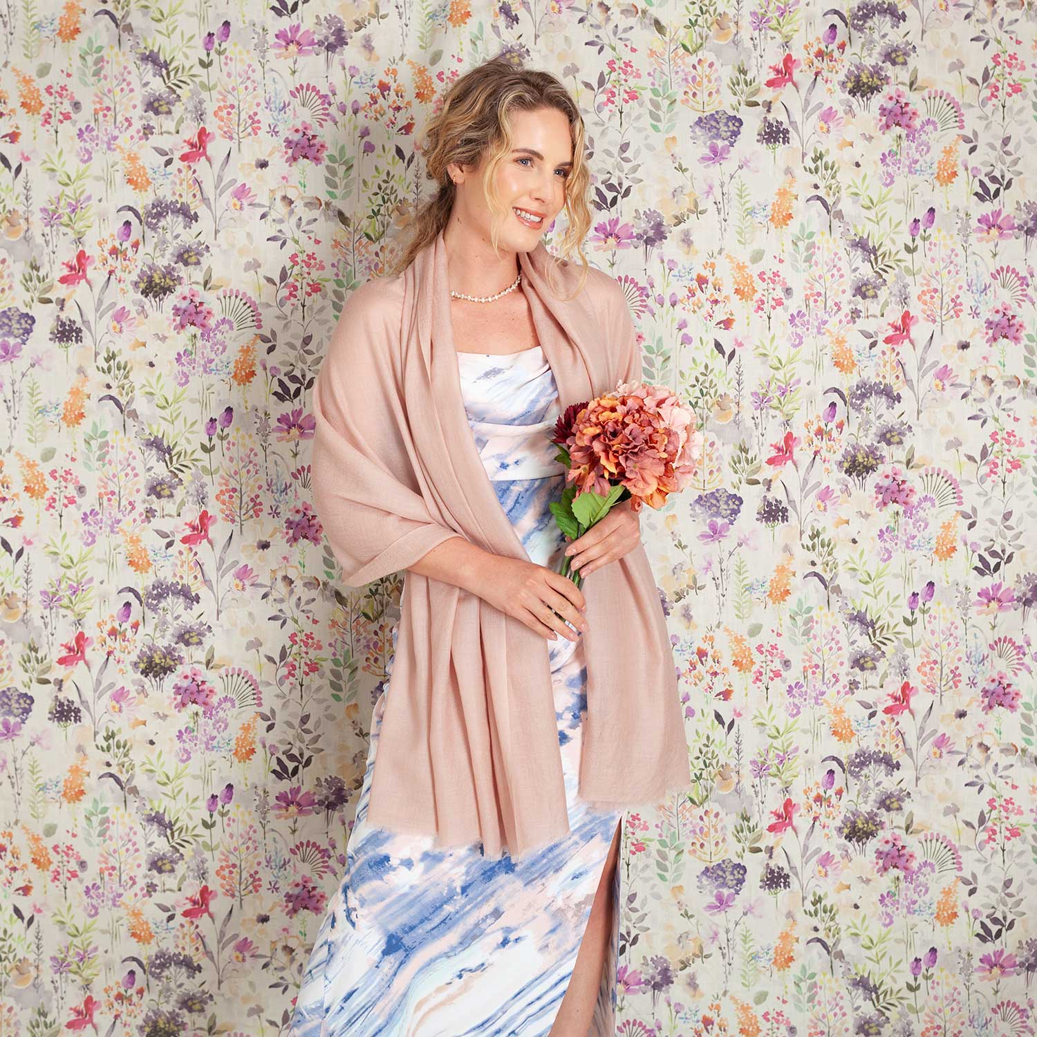 Luxe Merino Silk Shawl Rose Gold Luxe Merino Silk Shawl Rose Gold