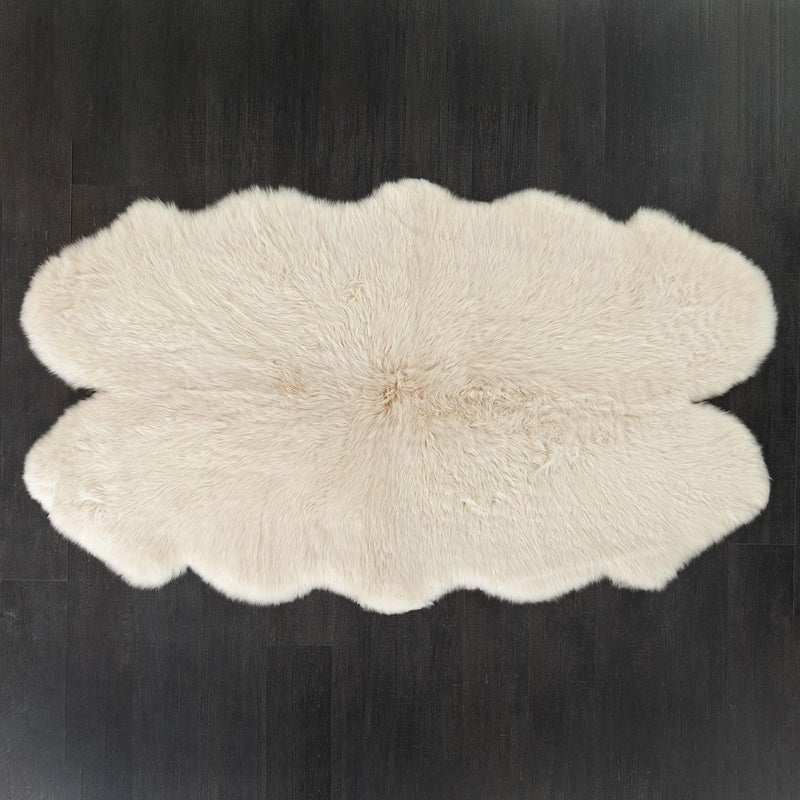 British quad Linen colour dyed longwool sheepskin rug soft cream & caramel tones silky-soft fleece From The Wool Company