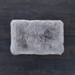 Small super-soft & silky longwool fleece padded sheepskin pet bed non-slip backing silver-grey tones 70 x 43cm