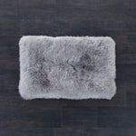 Small super-soft & silky longwool fleece padded sheepskin pet bed non-slip backing silver-grey tones 70 x 43cm