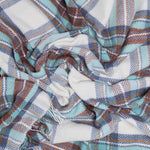 Merino-cashmere blend throw super-soft warm and cosy luxury throw aqua  navy blue chocolate brown and white plaid check