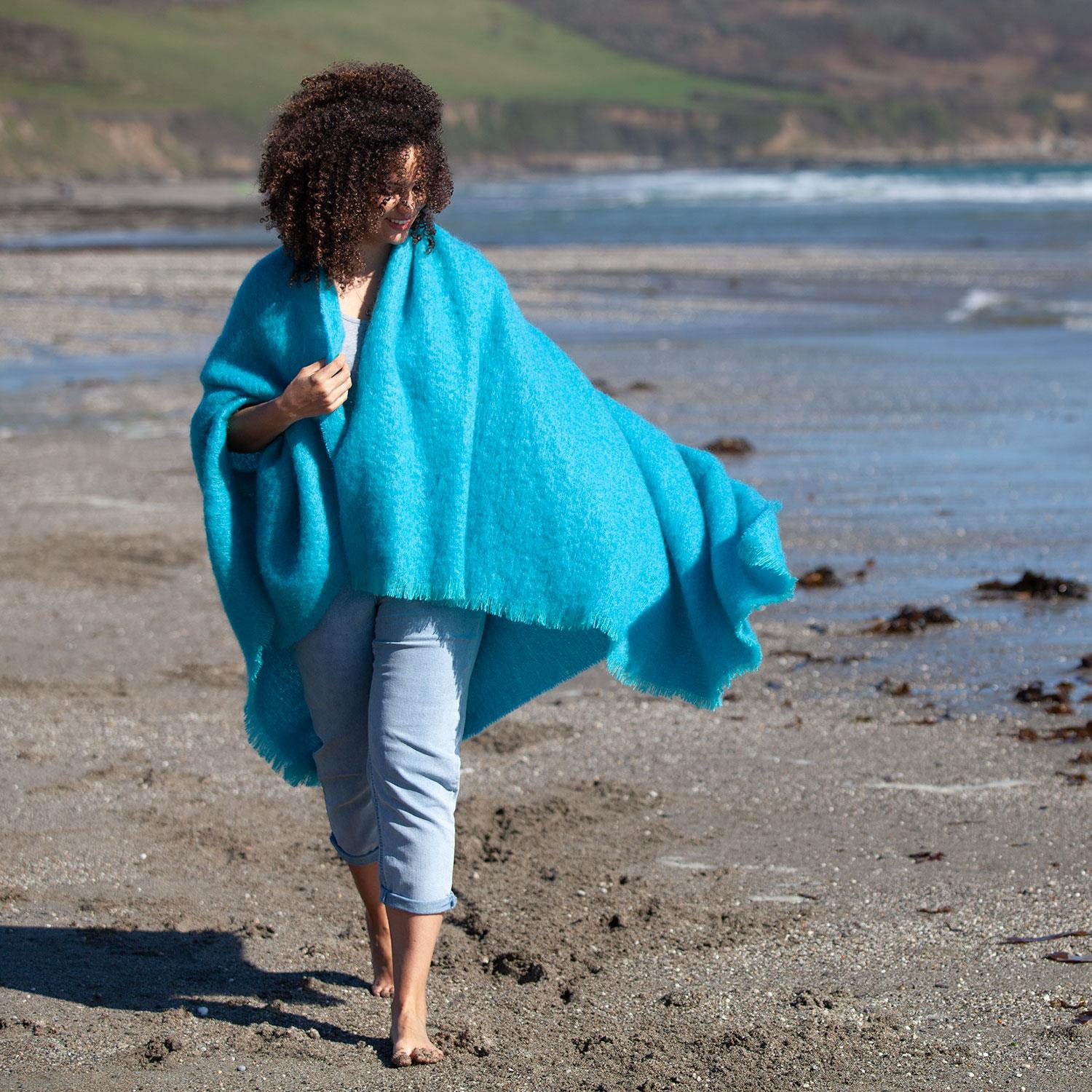 Turquoise Mohair Throw
