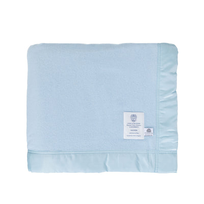British-made Merino wool blankets medium weight warm traditional satin-style ribbon trim, available in 7 colours