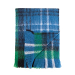 100% mohair knee rug lightweight ultra soft & warm Ancient Urquhart tartan blue green black & white check By The Wool Company