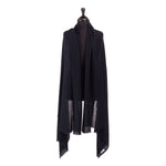 Fine Merino wool shawl in classic black with a soft fringe edge super-soft lightweight & warm generous size top-quality