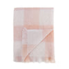 100% mohair knee blanket lightweight ultra soft & warm cream & blush peachy pink checks 91 x 122 cm By The Wool Company